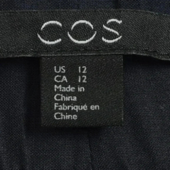 COS Silk Wide Leg Navy Blue Pants Trousers High Waist Size  12 - Picture 9 of 13